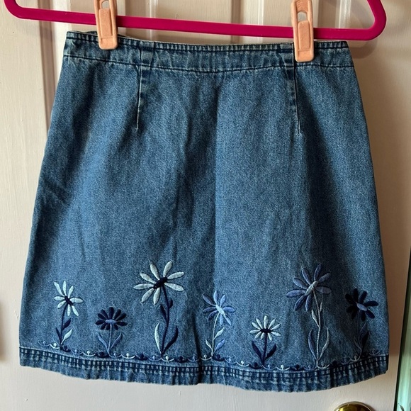 Route 66 Dresses & Skirts - Vintage Y2K Route 66 Embroidered Denim Skirt Size 7/8